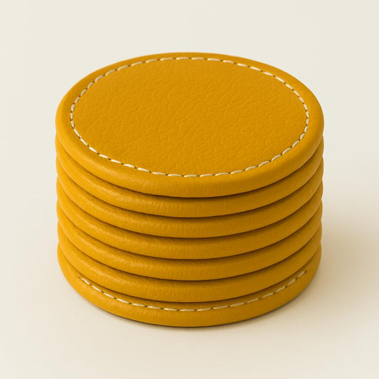 Leather Cup Coasters, Set of 6, Tea and Coffee