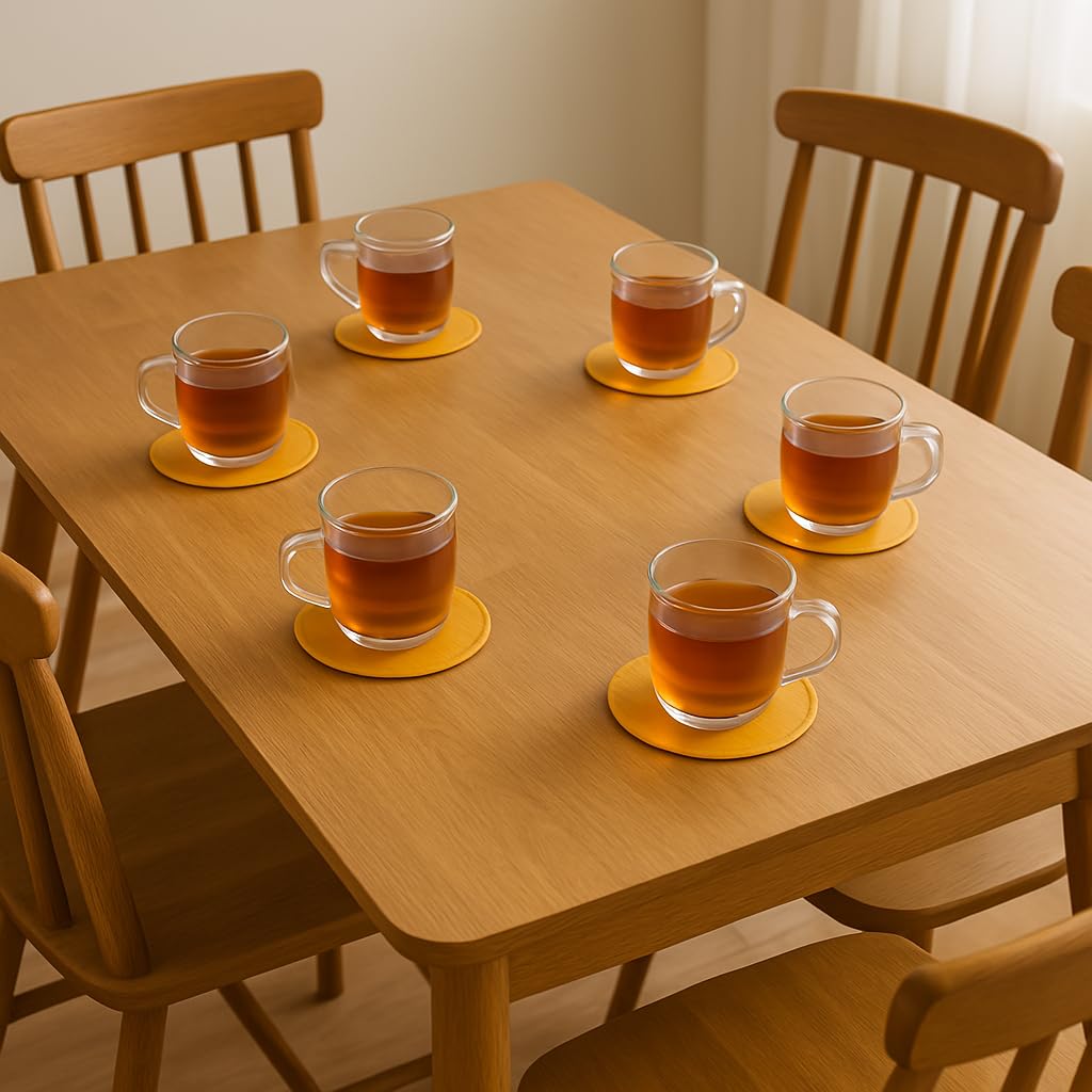 Leather Cup Coasters, Set of 6, Tea and Coffee
