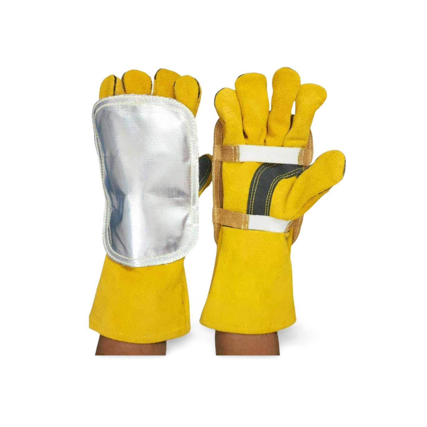 Aluminized Pad + Welding Glove For Heavy duty Welding Heat Resistance Fire Resistance spatters proof 1 Pair Aluminized Pad + 1 Pair welding Gloves