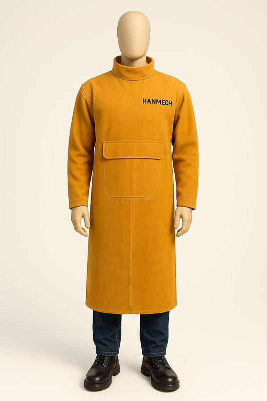 HANMECH Leather Welding Work Heavy Duty Welding Leather Coat | Flame Resistant Coat for High-Temperature Operations for Works and Welding