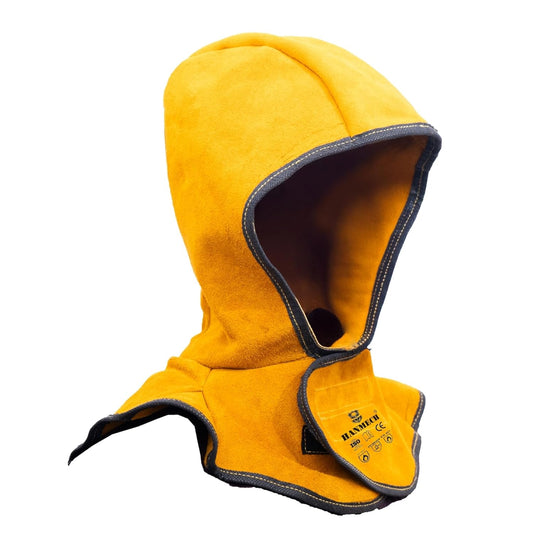 Welding Hood, Split Leather, Neck Shoulder Drape Protection, Specially for Welding Purpose Heat Protection Yellow