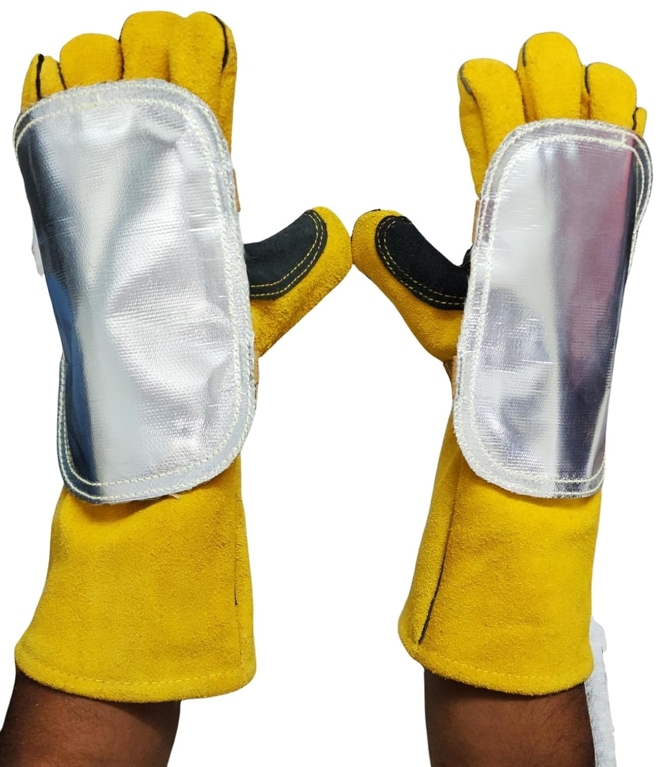 Aluminized Pad + Welding Glove For Heavy duty Welding Heat Resistance Fire Resistance spatters proof 1 Pair Aluminized Pad + 1 Pair welding Gloves