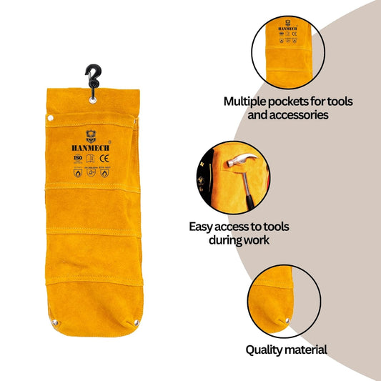 HANMECH Welding Rod Bag, Flame Resistant Leather Storage Container, Heavy-Duty Heat Resistant, Yellow