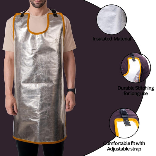 HANMECH Leather cum Aluminized Apron, 1000 Degree heat resistant capacity, best for Mig tig Arc welding, made for heavy task