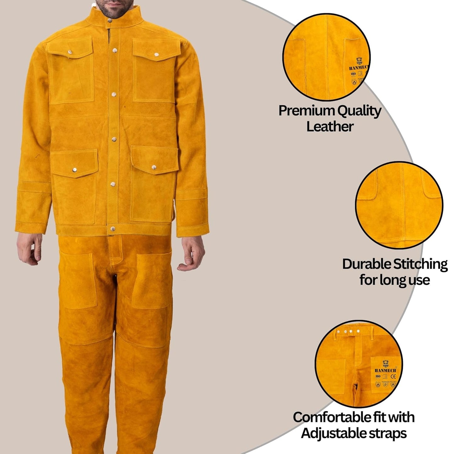 Officer ProShield Welding Protective Suit, Heavy Duty Jacket and Pant Set for Aviation, Railway, Metro & Extreme Heat Worksite