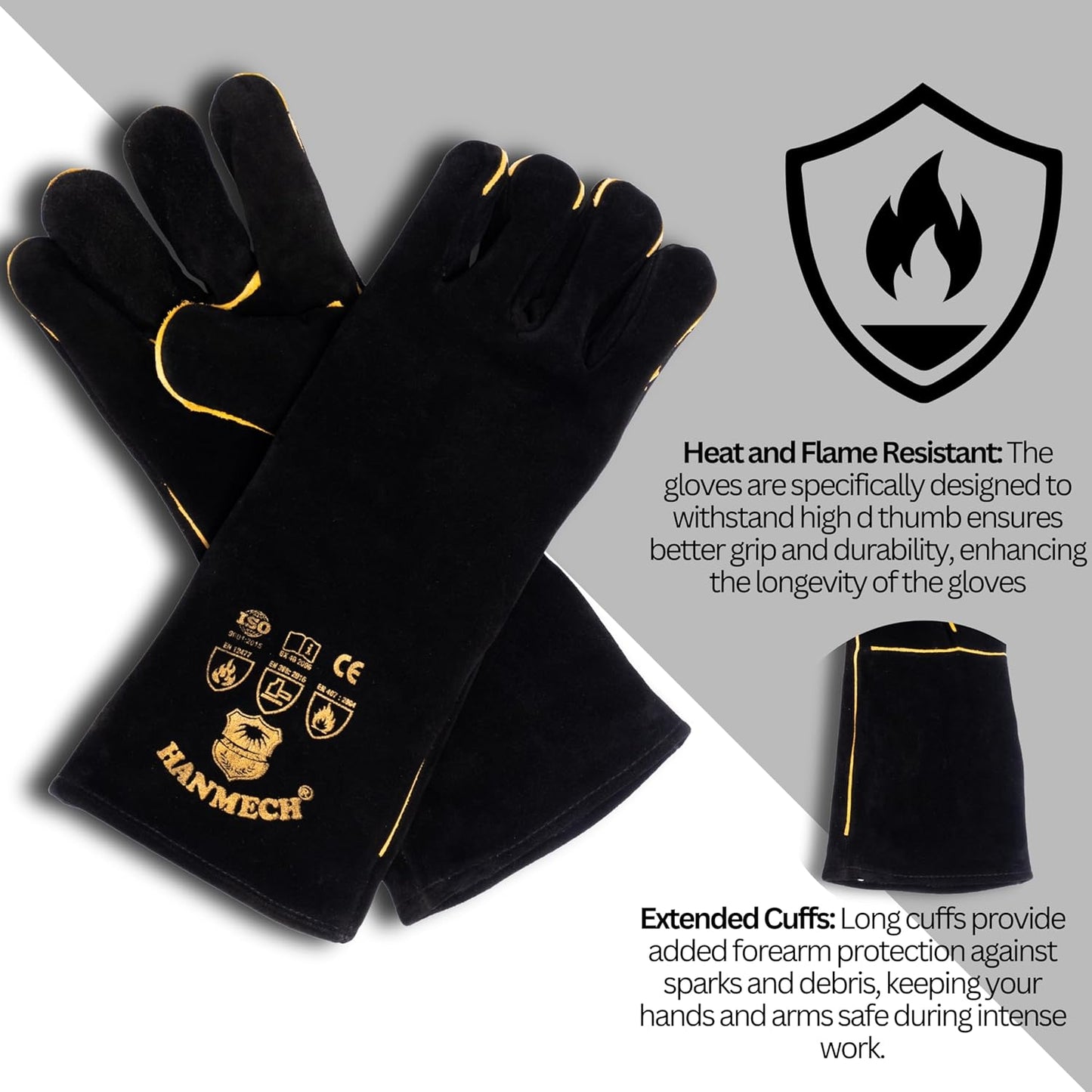 Heat-Resistant Heavy-Duty Industrial Leather Safety Gloves – MIG & Arc Protection