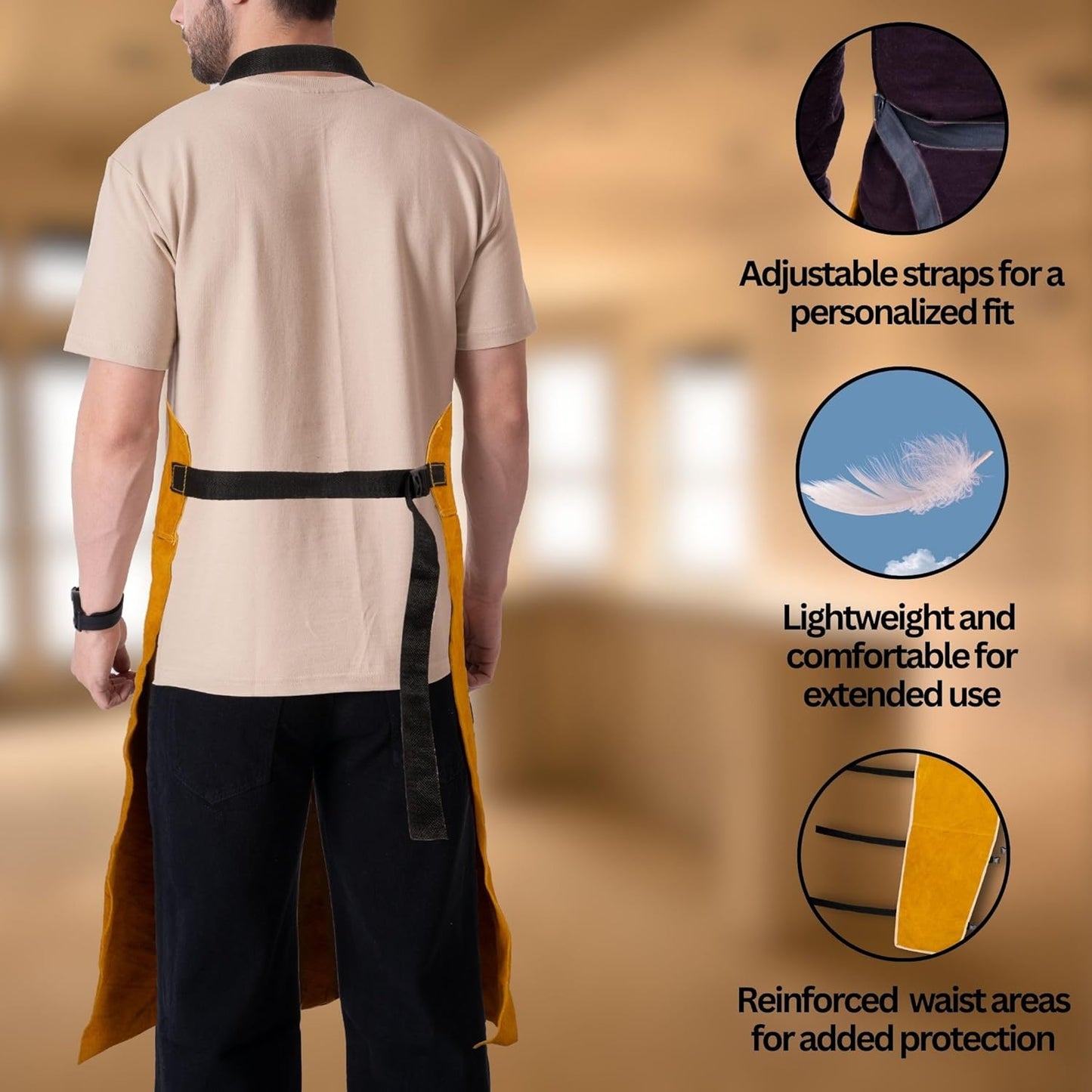 Leather Welding & Safety Apron, High Durability Heat resistance apron, Spatter Proof Apron Leather apron, welding apron