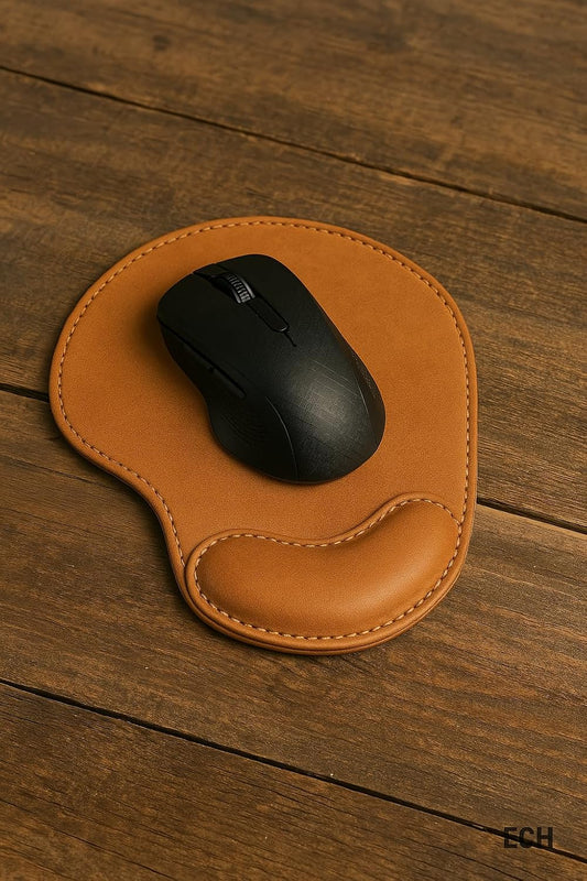 Leather Mouse Pad – Premium Leather Desk Mat for Office & Gaming – Non-Slip, Waterproof, Smooth Surface – Color - Tan, Standard Size, All Purpose Mouse pad