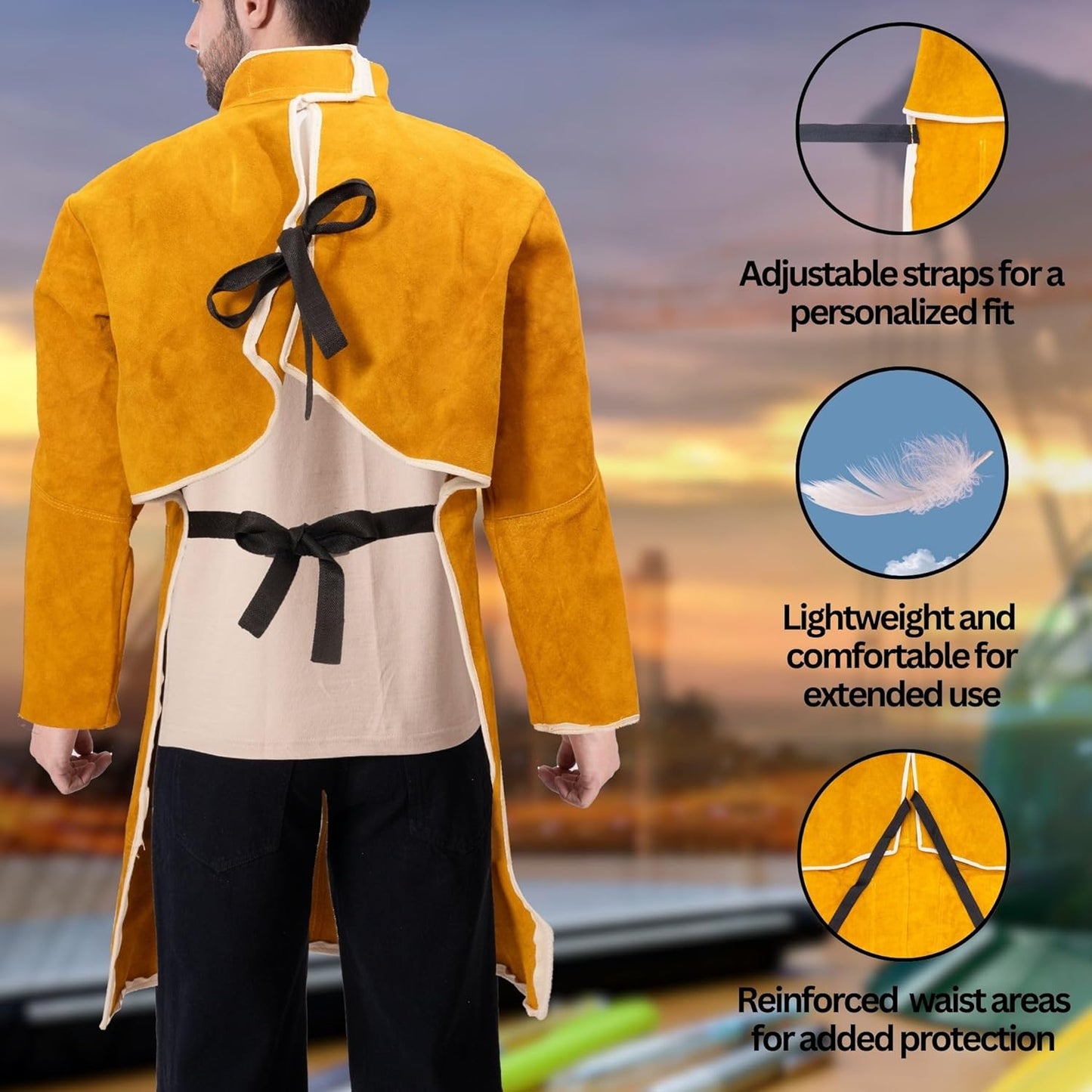 Aprons & Shields Leather Welding & Safety Apron Premium Protection for Heavy-Duty Work | Welding Safety Clothing Protective (Yellow) Welding suit Leather suit