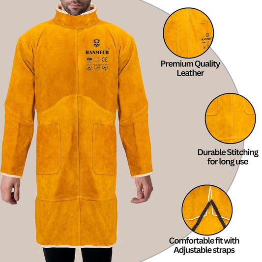 Aprons & Shields Leather Welding & Safety Apron Premium Protection for Heavy-Duty Work | Welding Safety Clothing Protective (Yellow) Welding suit Leather suit