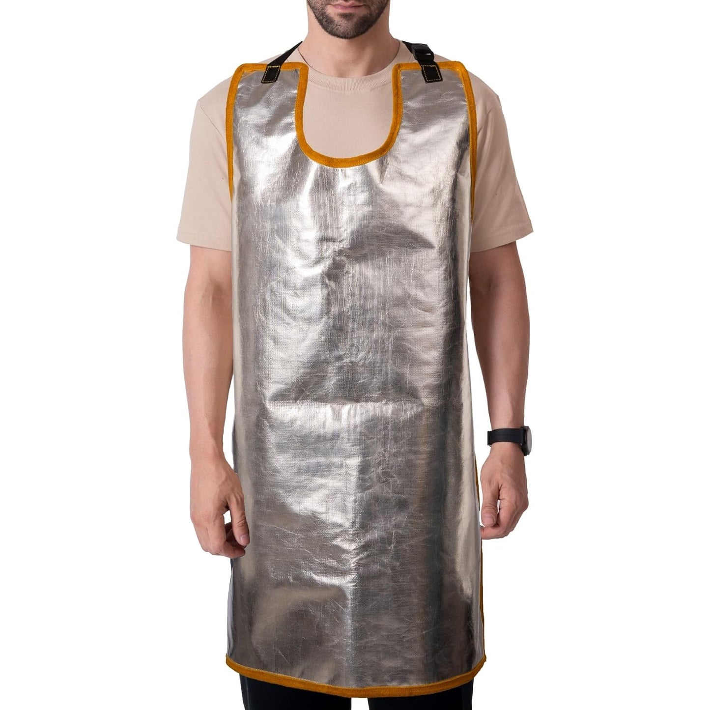 HANMECH Leather cum Aluminized Apron, 1000 Degree heat resistant capacity, best for Mig tig Arc welding, made for heavy task
