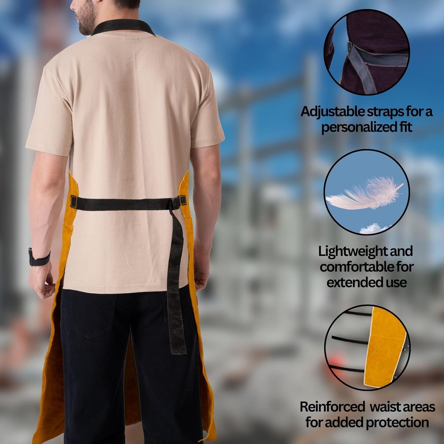 HANMECH Leather cum Aluminized Apron, 1000 Degree heat resistant capacity, best for Mig tig Arc welding, made for heavy task