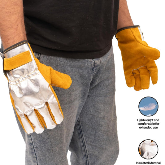 HANMECH Leather welder gauntlet gloves 1000 Degree heat resistant capacity, best for Mig tig Arc welding, made for heavy task