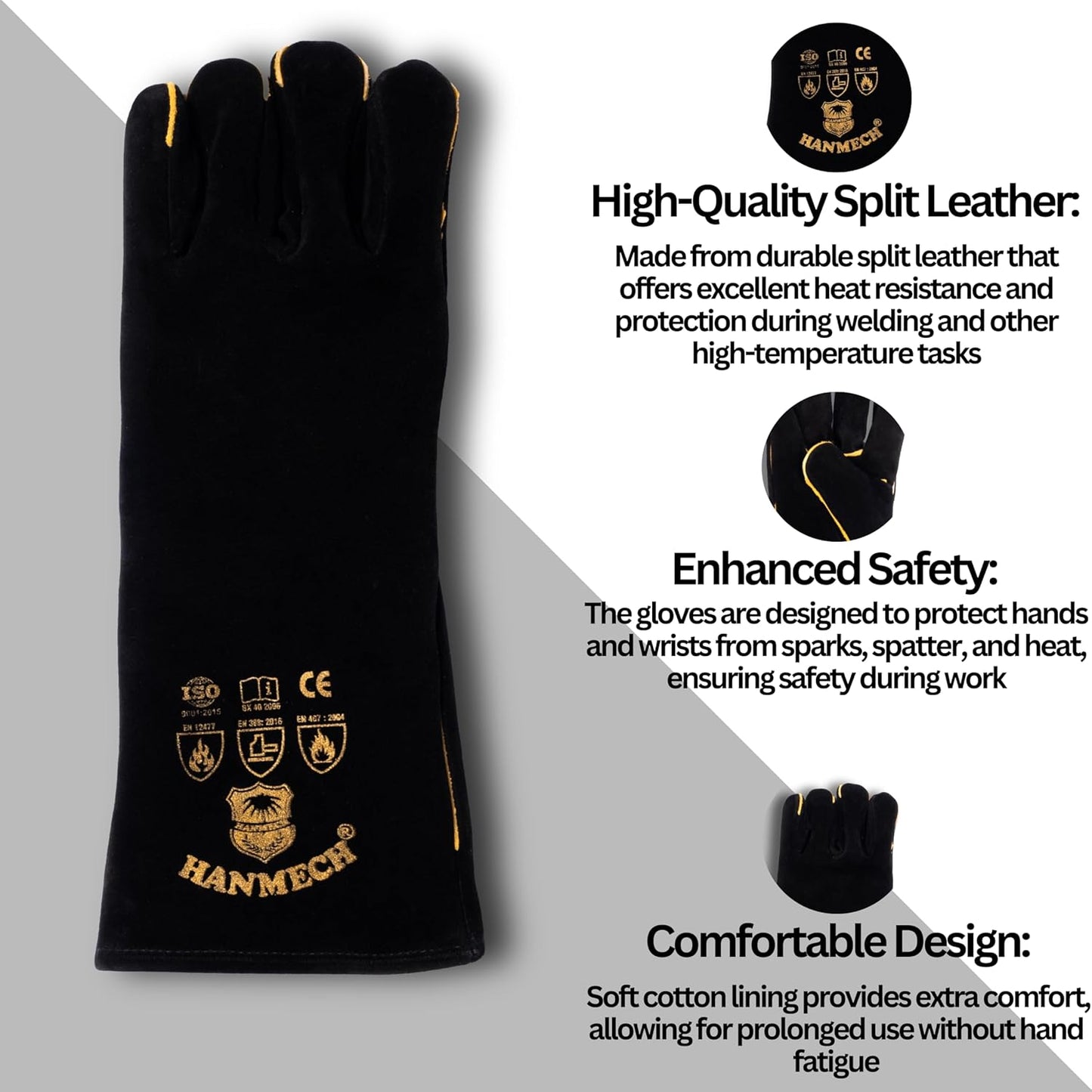 Heat-Resistant Heavy-Duty Industrial Leather Safety Gloves – MIG & Arc Protection