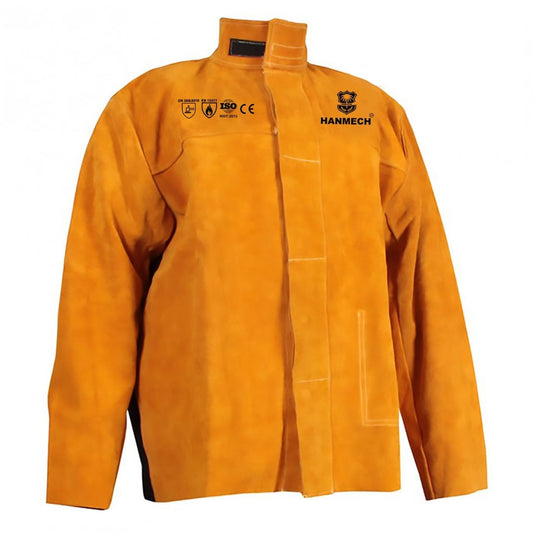 Leather Welding Jacket for Heavy-Duty Protection | Flame-Resistant Safety Gear for Welders | Heat-Resistant Leather Welding Suit for Metalwork & Industrial Jobs