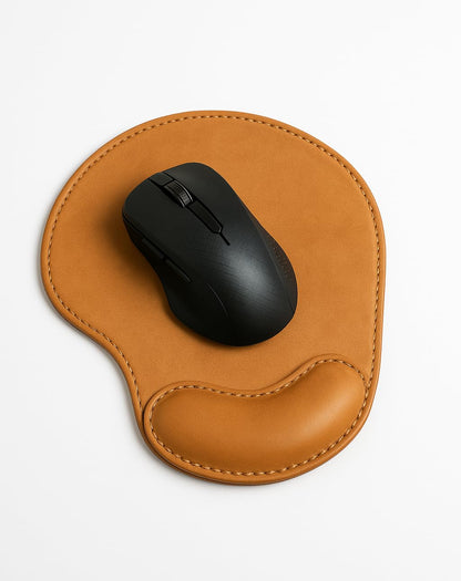 Leather Mouse Pad – Premium Leather Desk Mat for Office & Gaming – Non-Slip, Waterproof, Smooth Surface – Color - Tan, Standard Size, All Purpose Mouse pad