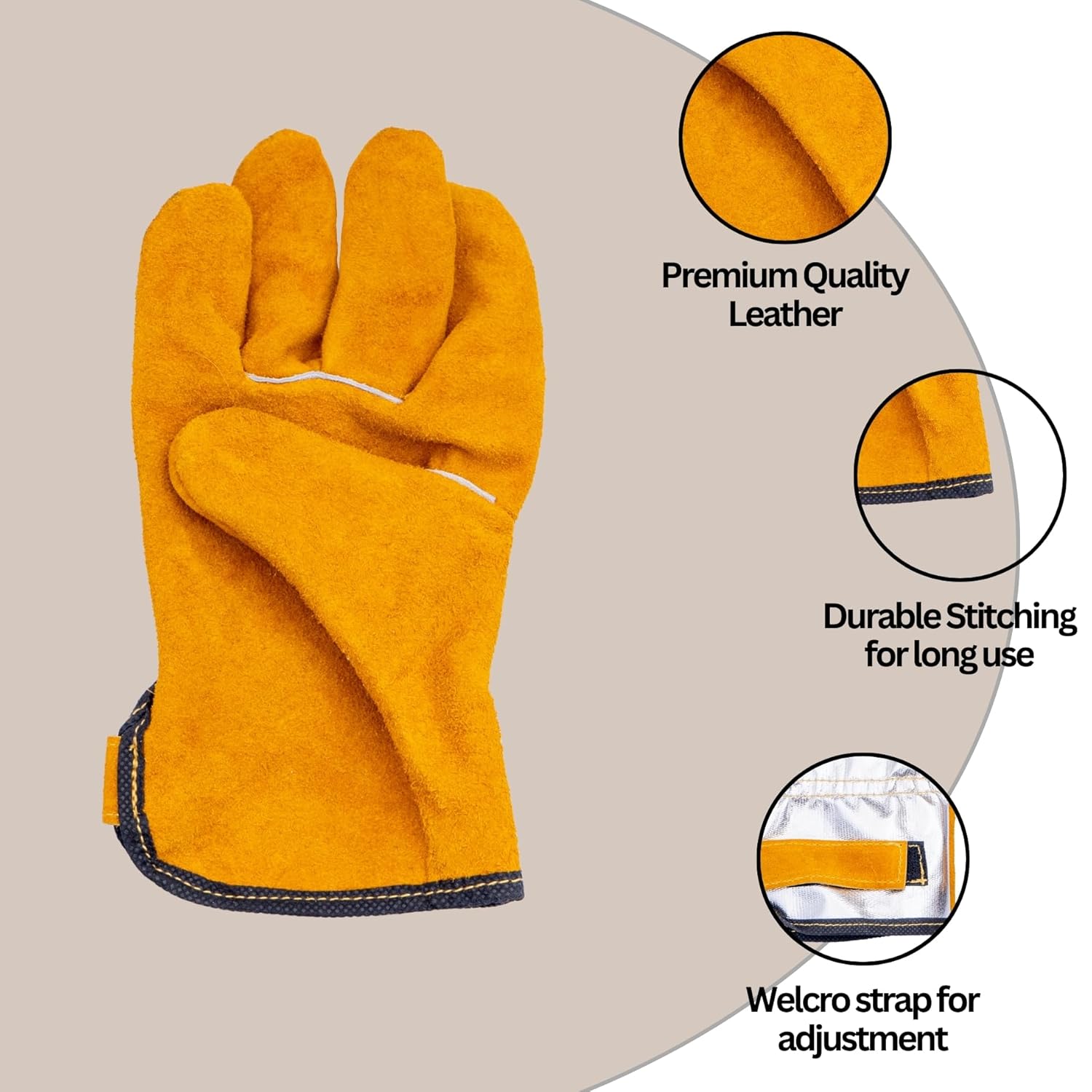 HANMECH Leather welder gauntlet gloves 1000 Degree heat resistant capa