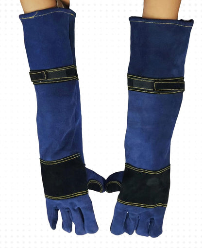 Leather Gloves - Multi-Purpose Protection for Snake Bite, Welding, Dog Bite, Gardening, Sharp Edges, Honey Bee, and Heat Resistance Size - 24 Inches