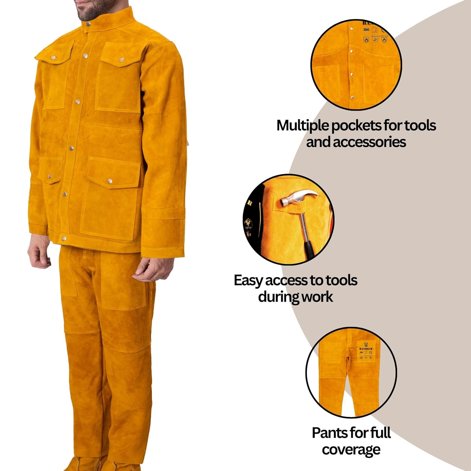 Officer ProShield Welding Protective Suit, Heavy Duty Jacket and Pant Set for Aviation, Railway, Metro & Extreme Heat Worksite