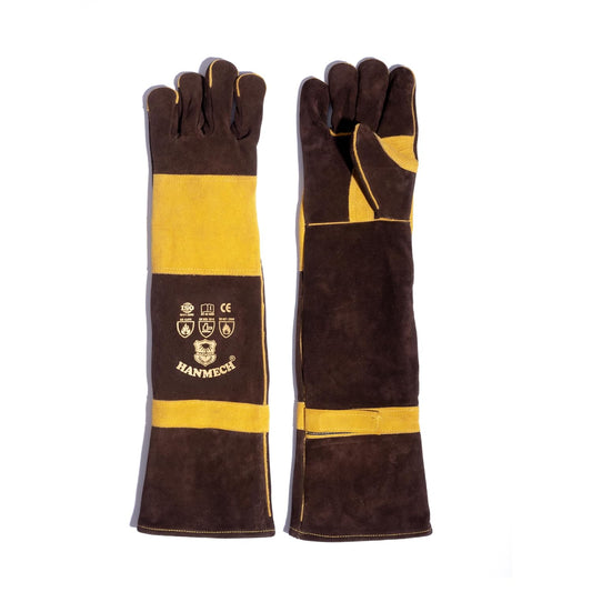 Leather Gloves BBQ grilling, gardening, pet handling,fire protection, aur even snake handling Protection for Snake bite, Dog Bite, Gardening, Sharp Edges, Honey Bee, Size 24 Inches