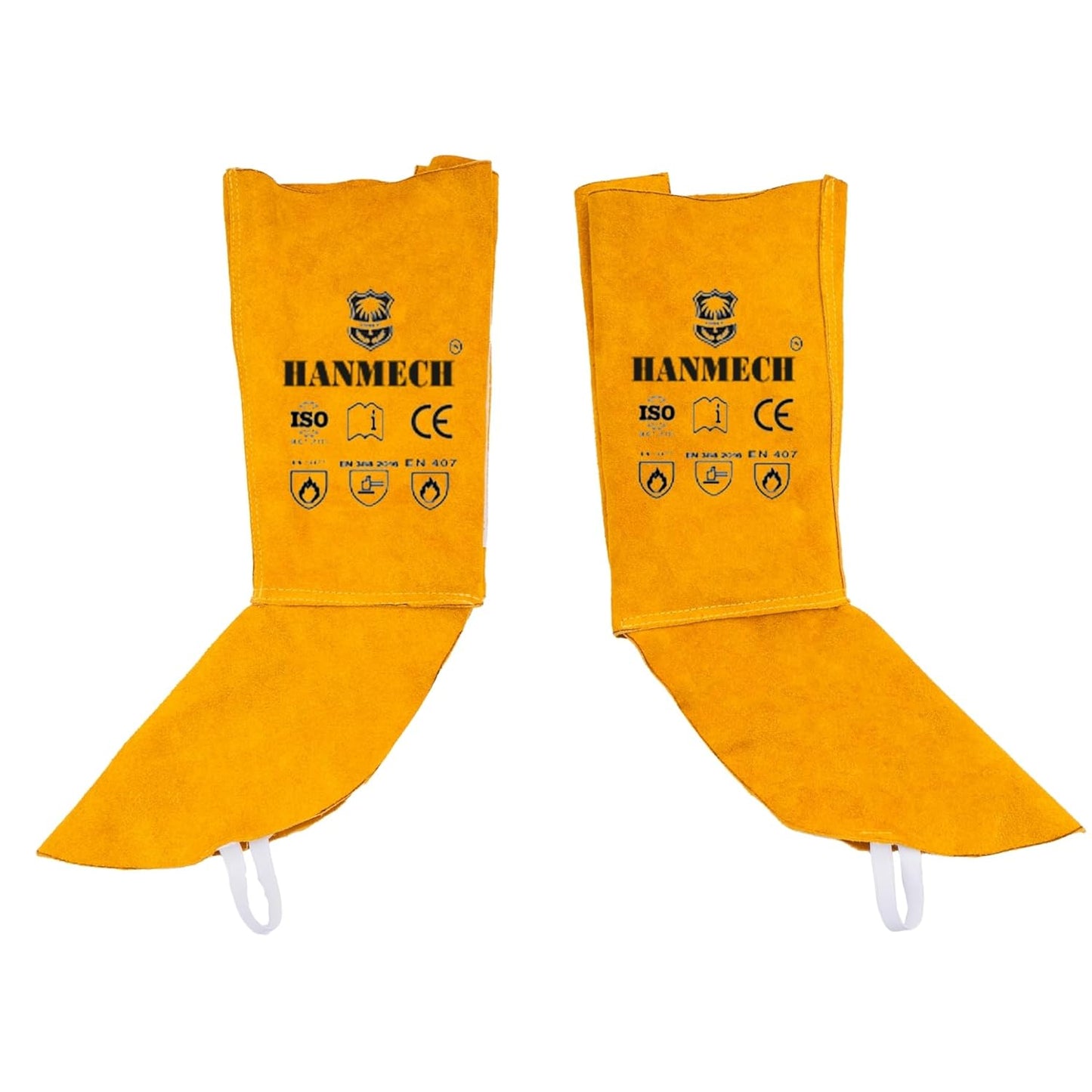 HANMECH Leather Welding Spats, Heat and Spark Resistant Boot Covers, Shoe Protectors, 1 Pair Yellow