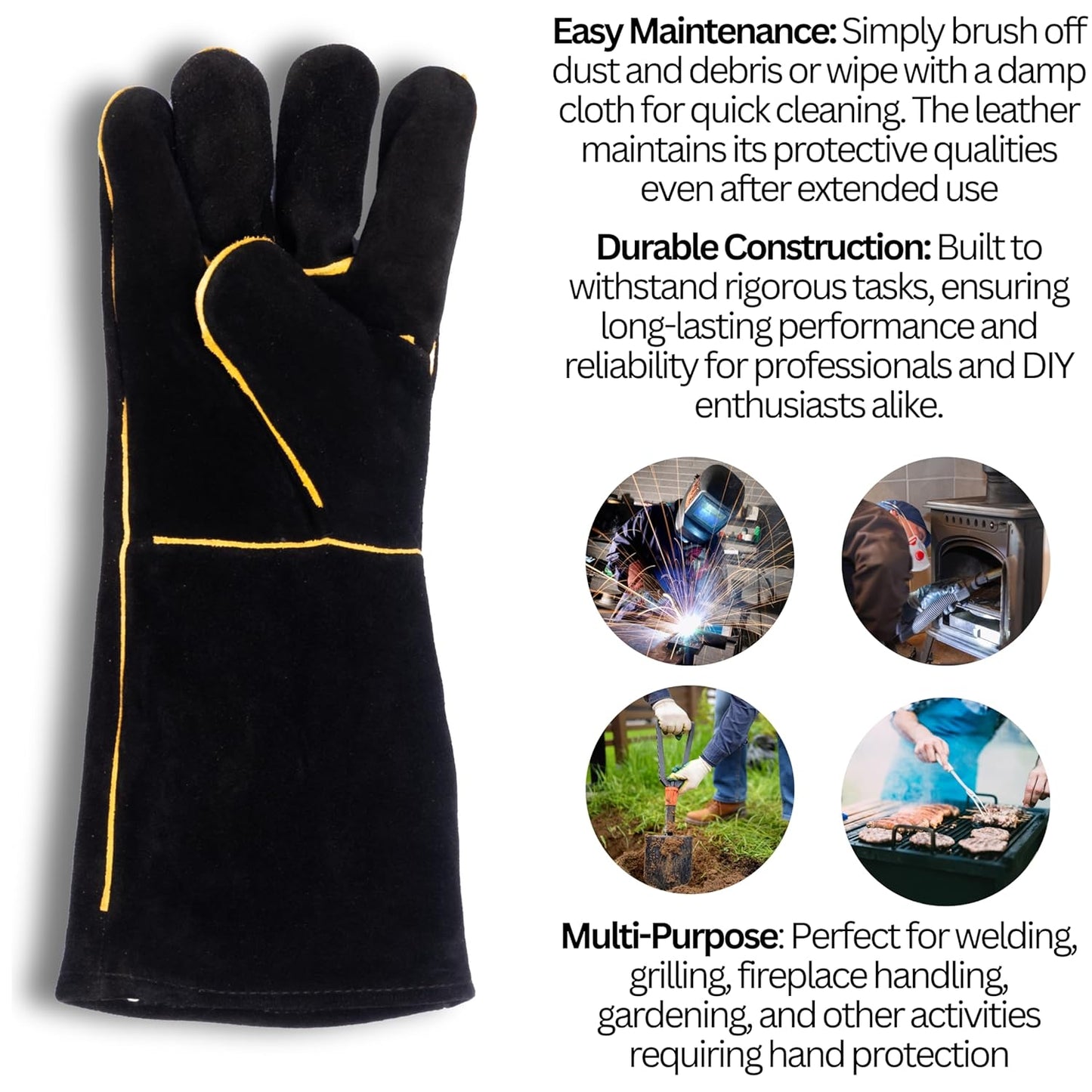 Heat-Resistant Heavy-Duty Industrial Leather Safety Gloves – MIG & Arc Protection
