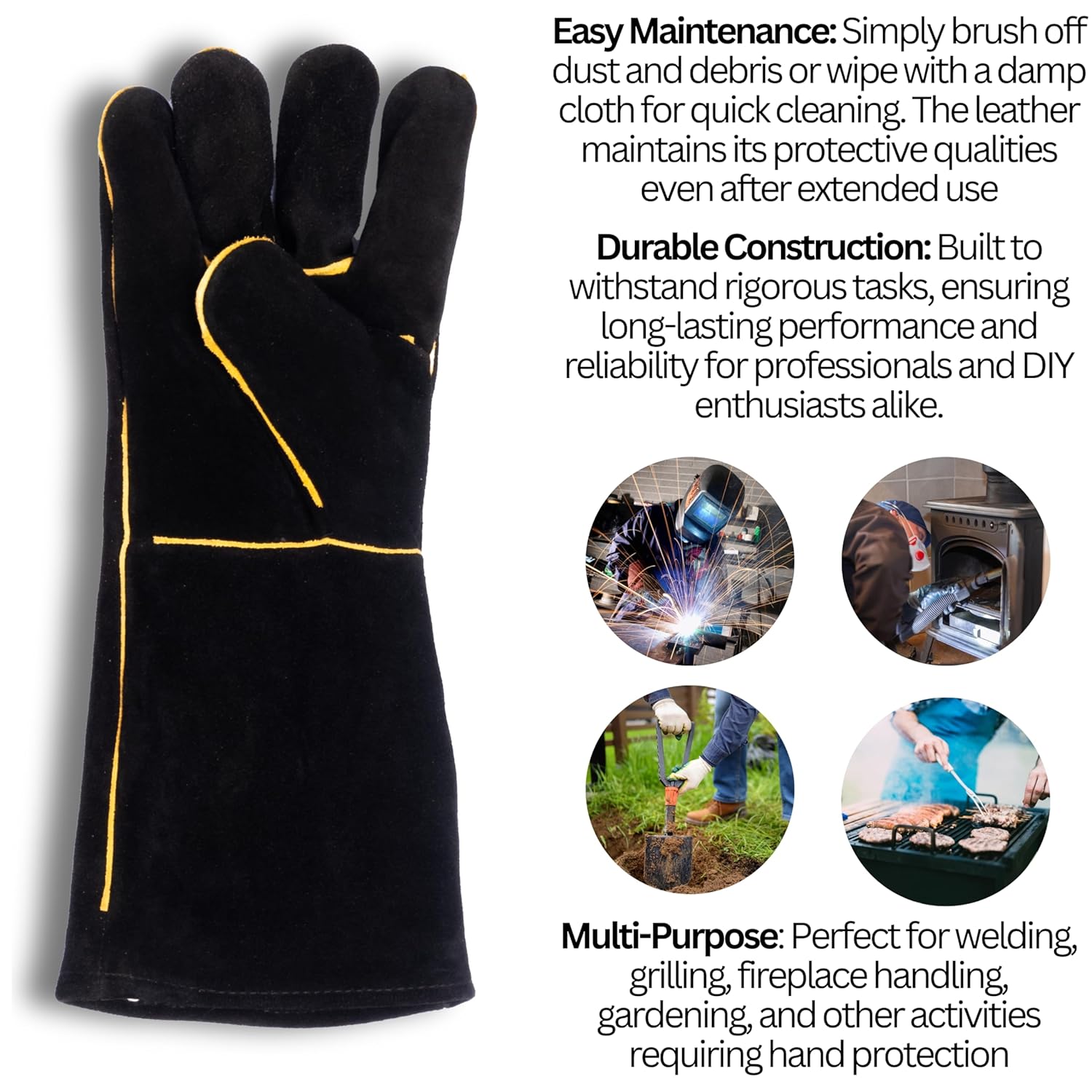 Heat-Resistant Heavy-Duty Industrial Leather Safety Gloves – MIG & Arc Protection