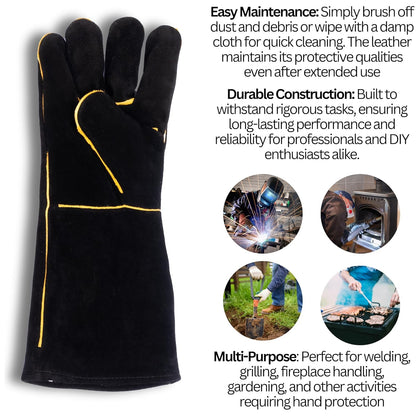 Heat-Resistant Heavy-Duty Industrial Leather Safety Gloves – MIG & Arc Protection