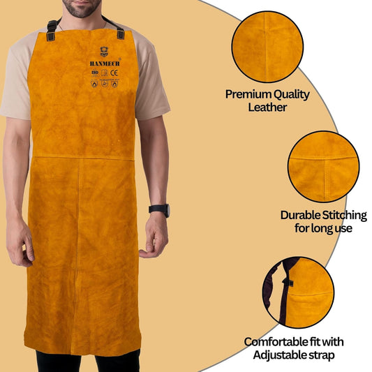 Leather Welding & Safety Apron, High Durability Heat resistance apron, Spatter Proof Apron Leather apron, welding apron