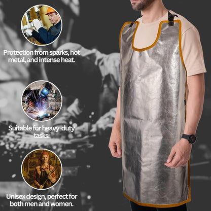HANMECH Leather cum Aluminized Apron, 1000 Degree heat resistant capacity, best for Mig tig Arc welding, made for heavy task