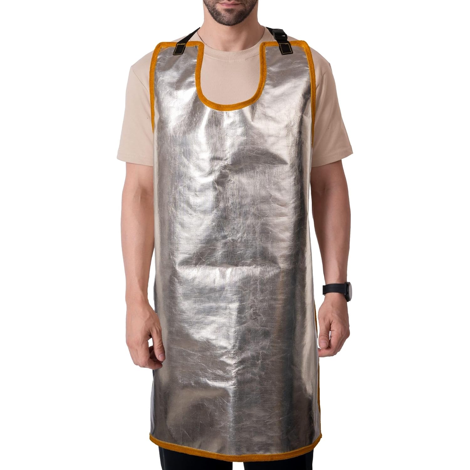 HANMECH Leather cum Aluminized Apron, 1000 Degree heat resistant capacity, best for Mig tig Arc welding, made for heavy task