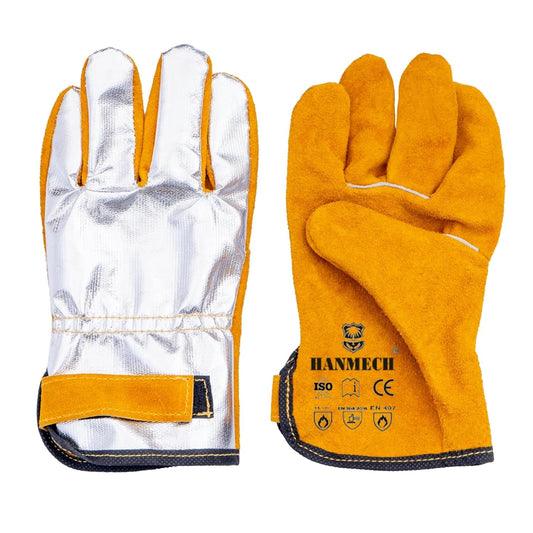 HANMECH Leather welder gauntlet gloves 1000 Degree heat resistant capacity, best for Mig tig Arc welding, made for heavy task