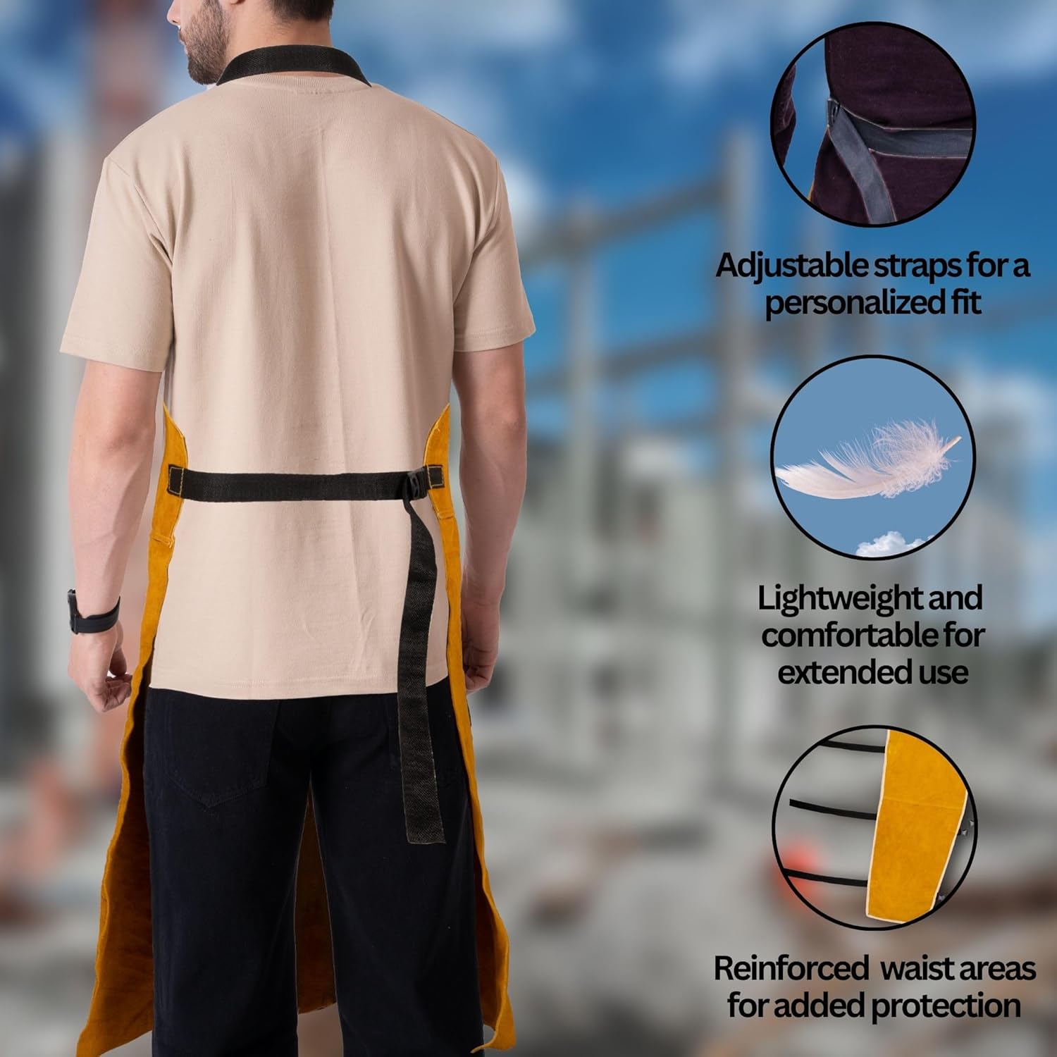 HANMECH Leather cum Aluminized Apron, 1000 Degree heat resistant capacity, best for Mig tig Arc welding, made for heavy task